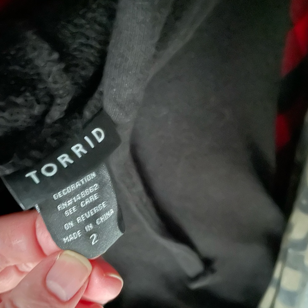 Torrid Black Hoodie size 2 with grommets.